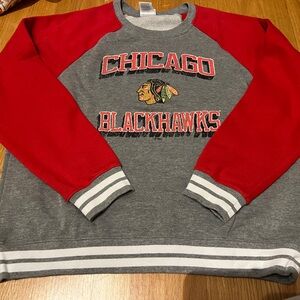 NHL Chicago Blackhawks Red and Gray Crewneck